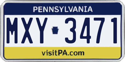 PA license plate MXY3471