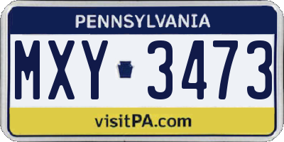 PA license plate MXY3473