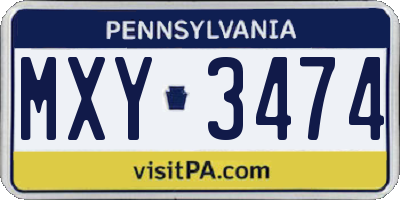 PA license plate MXY3474