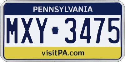 PA license plate MXY3475