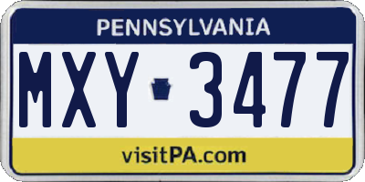 PA license plate MXY3477
