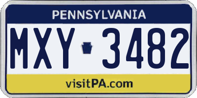 PA license plate MXY3482