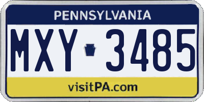 PA license plate MXY3485
