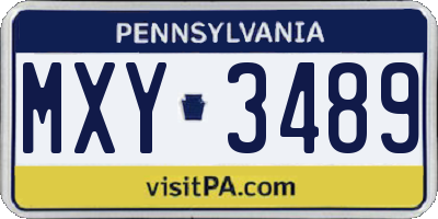 PA license plate MXY3489