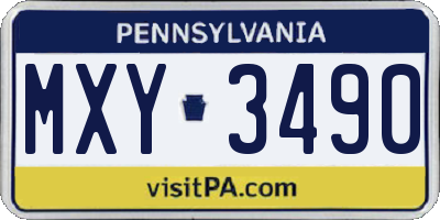 PA license plate MXY3490