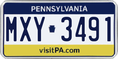 PA license plate MXY3491