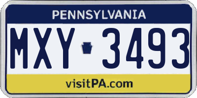 PA license plate MXY3493