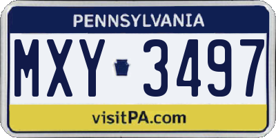 PA license plate MXY3497