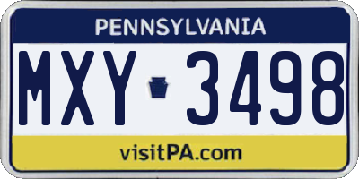 PA license plate MXY3498