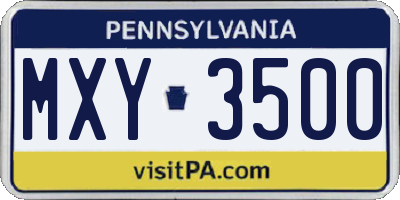 PA license plate MXY3500