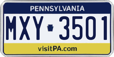 PA license plate MXY3501