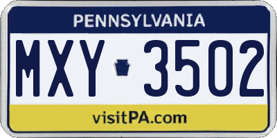 PA license plate MXY3502