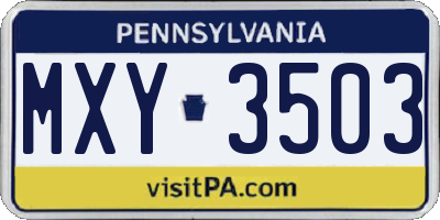 PA license plate MXY3503