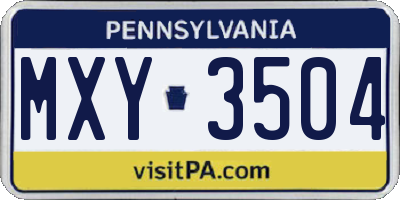 PA license plate MXY3504