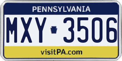 PA license plate MXY3506