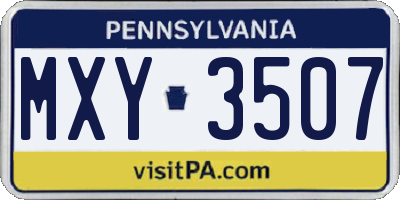 PA license plate MXY3507