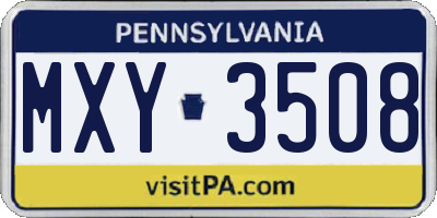 PA license plate MXY3508