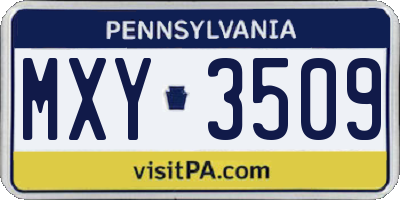PA license plate MXY3509