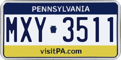 PA license plate MXY3511
