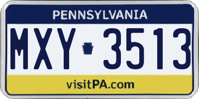 PA license plate MXY3513
