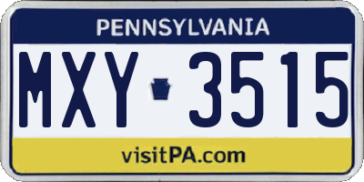 PA license plate MXY3515