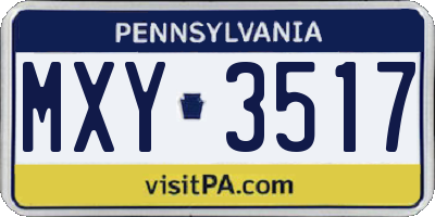 PA license plate MXY3517