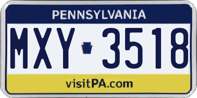 PA license plate MXY3518