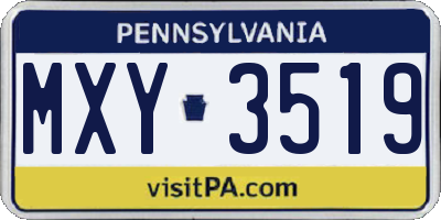 PA license plate MXY3519
