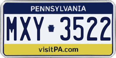 PA license plate MXY3522