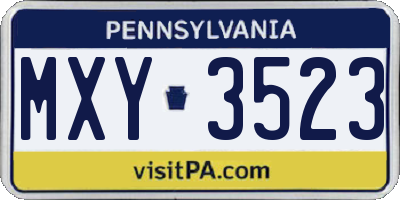 PA license plate MXY3523