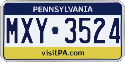 PA license plate MXY3524