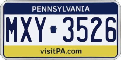 PA license plate MXY3526