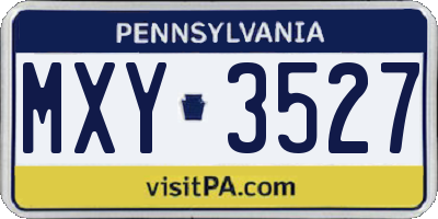 PA license plate MXY3527