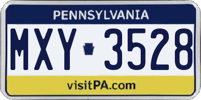 PA license plate MXY3528