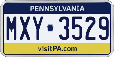PA license plate MXY3529