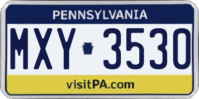 PA license plate MXY3530