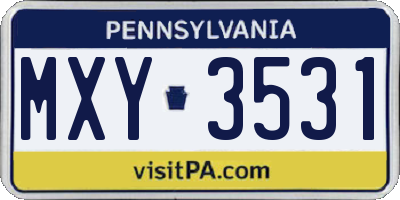 PA license plate MXY3531