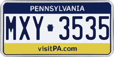 PA license plate MXY3535