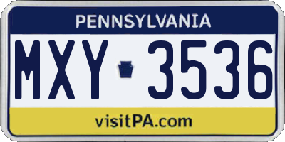 PA license plate MXY3536
