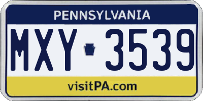 PA license plate MXY3539