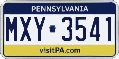 PA license plate MXY3541