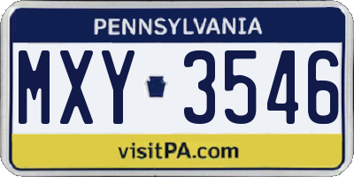 PA license plate MXY3546
