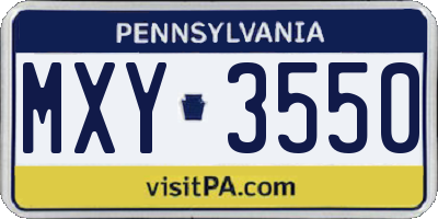 PA license plate MXY3550