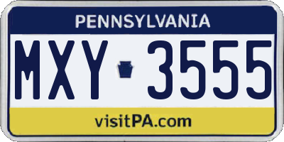PA license plate MXY3555