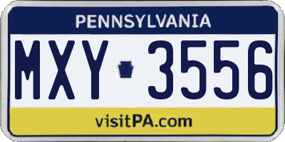 PA license plate MXY3556