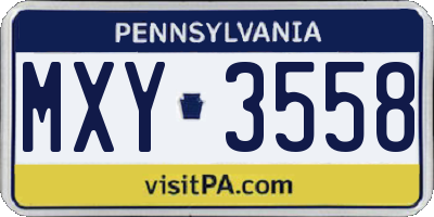 PA license plate MXY3558