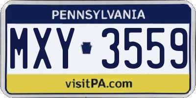 PA license plate MXY3559