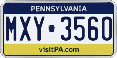 PA license plate MXY3560