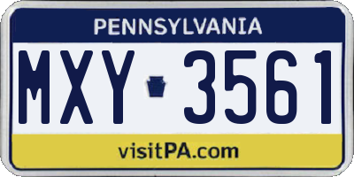 PA license plate MXY3561