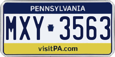 PA license plate MXY3563